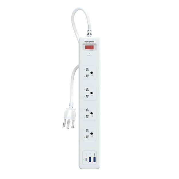 รางปลั๊กไฟ 4 ช่อง HONEYWELL รุ่น HC000043 ป้องกันไฟกระชาก 1.8 เมตร (USB-A 2 ช่อง , USB-C 1 ช่อง)_0
